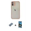 MARSİLYAN™- iPhone 11 Pro Max Kılıf Ahenk Çizgi Serisi - Siyah 34D Izgaralı Cam + Shine Kamera Lens Koruma Cam - GI