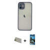MARSİLYAN™- iPhone 11 Pro Max Kılıf Ahenk Çizgi Serisi - Siyah 34D Izgaralı Cam + Rainbow Kamera Lens Koruma Cam - GD