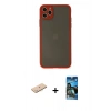MARSİLYAN™- iPhone 11 Pro Max Kılıf Ahenk Çizgi Serisi - Siyah 34D Izgaralı Cam + Renkli Kamera Lens Koruma Cam - MI