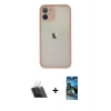 MARSİLYAN™- iPhone 11 Pro Max Kılıf Ahenk Çizgi Serisi - Siyah 34D Izgaralı Cam + Kamera Lens Koruma Cam - SF