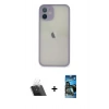 MARSİLYAN™- iPhone 11 Pro Max Kılıf Ahenk Çizgi Serisi - Siyah 34D Izgaralı Cam + Kamera Lens Koruma Cam - SF