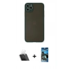 MARSİLYAN™- iPhone 11 Pro Max Kılıf Ahenk Çizgi Serisi - Siyah 34D Izgaralı Cam + Kamera Lens Koruma Cam - SF