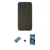 MARSİLYAN™- iPhone 11 Pro Max Kılıf Ahenk Çizgi Serisi - Siyah 34D Izgaralı Cam + Metal Kamera Lens Koruma Cam - SH