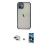 MARSİLYAN™- iPhone 11 Pro Max Kılıf Ahenk Çizgi Serisi - Siyah 34D Izgaralı Cam + Pers Alüminyum Kamera Lens - SH