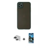 MARSİLYAN™- iPhone 11 Pro Max Kılıf Ahenk Çizgi Serisi - Siyah 34D Izgaralı Cam + Pers Alüminyum Kamera Lens - SH