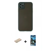 MARSİLYAN™- iPhone 11 Pro Max Kılıf Ahenk Çizgi Serisi - Siyah 34D Izgaralı Cam + Renkli Kamera Lens Koruma Cam - YL