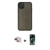 MARSİLYAN™- iPhone 11 Pro Max Kılıf Ahenk Çizgi Serisi - Siyah 360 Mat Full Body Arka Koruyucu + Pers Alüminyum Kamera Lens - KI