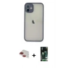 MARSİLYAN™- iPhone 11 Pro Max Kılıf Ahenk Çizgi Serisi - Siyah 360 Mat Full Body Arka Koruyucu + Pers Alüminyum Kamera Lens - KI