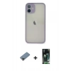 MARSİLYAN™- iPhone 11 Pro Max Kılıf Ahenk Çizgi Serisi - Siyah 360 Mat Full Body Arka Koruyucu + Metal Kamera Lens Koruma Cam - SH