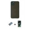 MARSİLYAN™- iPhone 11 Pro Max Kılıf Ahenk Çizgi Serisi - Siyah 360 Mat Full Body Arka Koruyucu + Metal Kamera Lens Koruma Cam - MR