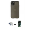 MARSİLYAN™- iPhone 11 Pro Max Kılıf Ahenk Çizgi Serisi - Siyah 360 Mat Full Body Arka Koruyucu + Pers Alüminyum Kamera Lens - LT