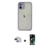 MARSİLYAN™- iPhone 11 Pro Max Kılıf Ahenk Çizgi Serisi - Siyah 360 Mat Full Body Arka Koruyucu + Pers Alüminyum Kamera Lens - LT