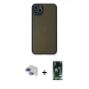 MARSİLYAN™- iPhone 11 Pro Max Kılıf Ahenk Çizgi Serisi - Siyah 360 Mat Full Body Arka Koruyucu + Pers Alüminyum Kamera Lens - LT