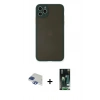 MARSİLYAN™- iPhone 11 Pro Max Kılıf Ahenk Çizgi Serisi - Siyah 360 Mat Full Body Arka Koruyucu + Pers Alüminyum Kamera Lens - LT
