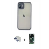 MARSİLYAN™- iPhone 11 Pro Max Kılıf Ahenk Çizgi Serisi - Siyah 360 Mat Full Body Arka Koruyucu + Pers Alüminyum Kamera Lens - LT
