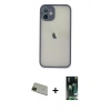 MARSİLYAN™- iPhone 11 Pro Max Kılıf Ahenk Çizgi Serisi - Siyah 360 Mat Full Body Arka Koruyucu + Rainbow Kamera Lens Koruma Cam - YL
