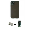MARSİLYAN™- iPhone 11 Pro Max Kılıf Ahenk Çizgi Serisi - Siyah 360 Mat Full Body Arka Koruyucu + Rainbow Kamera Lens Koruma Cam - YL