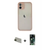 MARSİLYAN™- iPhone 11 Pro Max Kılıf Ahenk Çizgi Serisi - Siyah 360 Mat Full Body Arka Koruyucu + Rainbow Kamera Lens Koruma Cam - YL