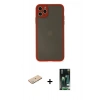 MARSİLYAN™- iPhone 11 Pro Max Kılıf Ahenk Çizgi Serisi - Siyah 360 Mat Full Body Arka Koruyucu + Renkli Kamera Lens Koruma Cam - YL