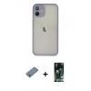 MARSİLYAN™- iPhone 11 Pro Max Kılıf Ahenk Çizgi Serisi - Siyah 360 Mat Full Body Arka Koruyucu + Shine Kamera Lens Koruma Cam - GS