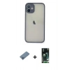 MARSİLYAN™- iPhone 11 Pro Max Kılıf Ahenk Çizgi Serisi - Siyah 360 Mat Full Body Arka Koruyucu + Shine Kamera Lens Koruma Cam - MI