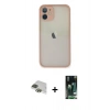 MARSİLYAN™- iPhone 11 Pro Max Kılıf Ahenk Çizgi Serisi - Siyah 360 Mat Full Body Arka Koruyucu + Pers Alüminyum Kamera Lens - YL