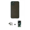 MARSİLYAN™- iPhone 11 Pro Max Kılıf Ahenk Çizgi Serisi - Siyah 360 Mat Full Body Arka Koruyucu + Pers Alüminyum Kamera Lens - YL