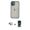 MARSİLYAN™- iPhone 11 Pro Max Kılıf Ahenk Çizgi Serisi - Siyah 360 Mat Full Body Arka Koruyucu + Pers Alüminyum Kamera Lens - YL