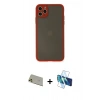 MARSİLYAN™- iPhone 11 Pro Max Kılıf Ahenk Çizgi Serisi - Siyah 3D Antistatik Cam Ekran Koruyucu + Rainbow Kamera Lens Koruma Cam - GD