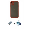MARSİLYAN™- iPhone 11 Pro Max Kılıf Ahenk Çizgi Serisi - Siyah 3D Antistatik Cam Ekran Koruyucu + Shine Kamera Lens Koruma Cam - GD
