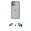MARSİLYAN™- iPhone 11 Pro Max Kılıf Ahenk Çizgi Serisi - Siyah 3D Antistatik Cam Ekran Koruyucu + Shine Kamera Lens Koruma Cam - GD