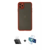 MARSİLYAN™- iPhone 11 Pro Max Kılıf Ahenk Çizgi Serisi - Siyah 3D Antistatik Cam Ekran Koruyucu + Kamera Lens Koruma Cam - SF