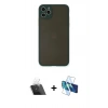 MARSİLYAN™- iPhone 11 Pro Max Kılıf Ahenk Çizgi Serisi - Siyah 3D Antistatik Cam Ekran Koruyucu + Kamera Lens Koruma Cam - SF