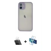 MARSİLYAN™- iPhone 11 Pro Max Kılıf Ahenk Çizgi Serisi - Siyah 3D Antistatik Cam Ekran Koruyucu + Kamera Lens Koruma Cam - SF