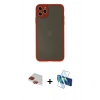MARSİLYAN™- iPhone 11 Pro Max Kılıf Ahenk Çizgi Serisi - Siyah 3D Antistatik Cam Ekran Koruyucu + Pers Alüminyum Kamera Lens - KI