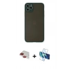 MARSİLYAN™- iPhone 11 Pro Max Kılıf Ahenk Çizgi Serisi - Siyah 3D Antistatik Cam Ekran Koruyucu + Pers Alüminyum Kamera Lens - KI