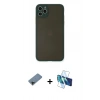 MARSİLYAN™- iPhone 11 Pro Max Kılıf Ahenk Çizgi Serisi - Siyah 3D Antistatik Cam Ekran Koruyucu + Shine Kamera Lens Koruma Cam - SH