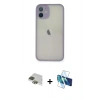 MARSİLYAN™- iPhone 11 Pro Max Kılıf Ahenk Çizgi Serisi - Siyah 3D Antistatik Cam Ekran Koruyucu + Pers Alüminyum Kamera Lens - YL