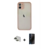 MARSİLYAN™- iPhone 11 Pro Max Kılıf Ahenk Çizgi Serisi - Siyah 3D Antistatik Hayalet Cam Ekran Koruyucu + Pers Alüminyum Kamera Lens - YL