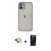 MARSİLYAN™- iPhone 11 Pro Max Kılıf Ahenk Çizgi Serisi - Siyah 3D Antistatik Hayalet Cam Ekran Koruyucu + Pers Alüminyum Kamera Lens - YL