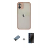 MARSİLYAN™- iPhone 11 Pro Max Kılıf Ahenk Çizgi Serisi - Siyah 3D Antistatik Hayalet Cam Ekran Koruyucu + Shine Kamera Lens Koruma Cam - GD