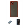 MARSİLYAN™- iPhone 11 Pro Max Kılıf Ahenk Çizgi Serisi - Siyah 3D Antistatik Hayalet Cam Ekran Koruyucu + Shine Kamera Lens Koruma Cam - GD