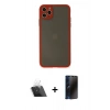 MARSİLYAN™- iPhone 11 Pro Max Kılıf Ahenk Çizgi Serisi - Siyah 3D Antistatik Hayalet Cam Ekran Koruyucu + Kamera Lens Koruma Cam - SF