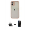 MARSİLYAN™- iPhone 11 Pro Max Kılıf Ahenk Çizgi Serisi - Siyah 3D Antistatik Hayalet Cam Ekran Koruyucu + Kamera Lens Koruma Cam - SF
