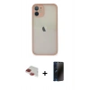 MARSİLYAN™- iPhone 11 Pro Max Kılıf Ahenk Çizgi Serisi - Siyah 3D Antistatik Hayalet Cam Ekran Koruyucu + Pers Alüminyum Kamera Lens - KI