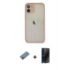 MARSİLYAN™- iPhone 11 Pro Max Kılıf Ahenk Çizgi Serisi - Siyah 3D Antistatik Hayalet Cam Ekran Koruyucu + Shine Kamera Lens Koruma Cam - PE