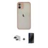 MARSİLYAN™- iPhone 11 Pro Max Kılıf Ahenk Çizgi Serisi - Siyah 3D Antistatik Hayalet Cam Ekran Koruyucu + Pers Alüminyum Kamera Lens - SH