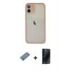 MARSİLYAN™- iPhone 11 Pro Max Kılıf Ahenk Çizgi Serisi - Siyah 3D Antistatik Hayalet Cam Ekran Koruyucu + Metal Kamera Lens Koruma Cam - GS