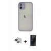 MARSİLYAN™- iPhone 11 Pro Max Kılıf Ahenk Çizgi Serisi - Siyah 3D Antistatik Hayalet Cam Ekran Koruyucu + Pers Alüminyum Kamera Lens - SH