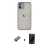 MARSİLYAN™- iPhone 11 Pro Max Kılıf Ahenk Çizgi Serisi - Siyah 3D Antistatik Hayalet Cam Ekran Koruyucu + Shine Kamera Lens Koruma Cam - GD